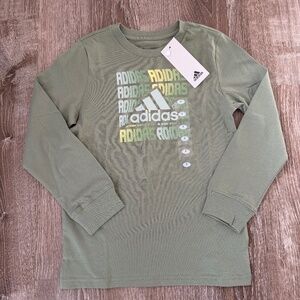 Brand new!!! Adidas, long sleeve tshirt, youth size 7, olive